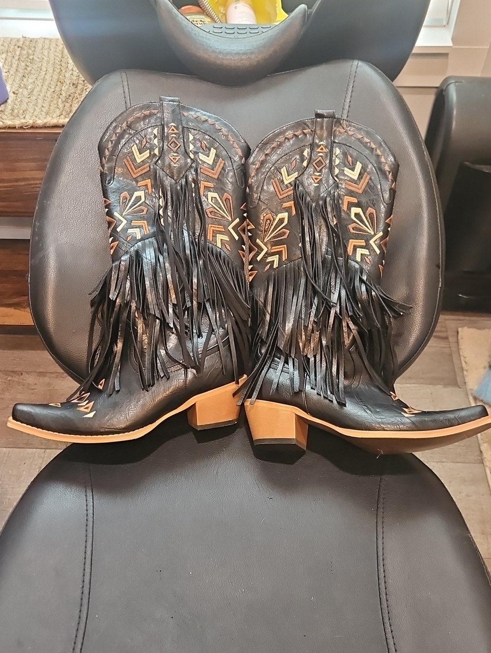 Black Fringe Western Cowboy Boots - Stylish Women's  Boots